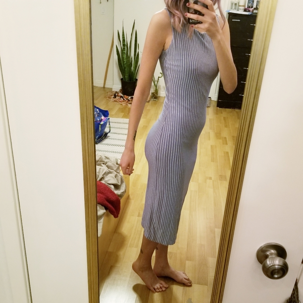 Velvet Torch Baby Blue Bodycon Striped Dress